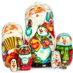 NEW Russian Nesting Dolls Matryoshka 7 Pcs Santa Claus